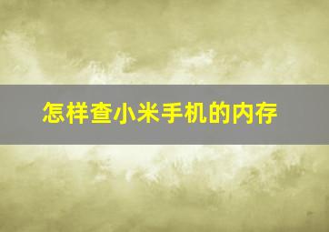 怎样查小米手机的内存