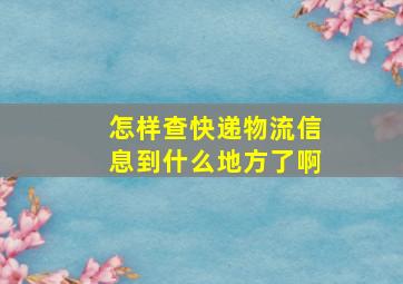 怎样查快递物流信息到什么地方了啊