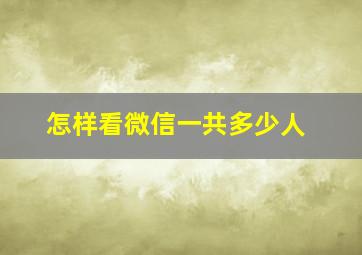 怎样看微信一共多少人