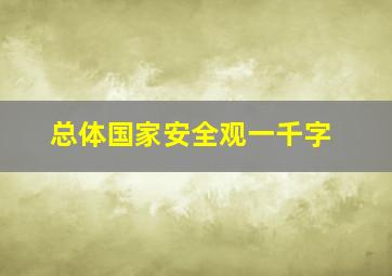 总体国家安全观一千字