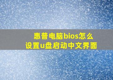 惠普电脑bios怎么设置u盘启动中文界面