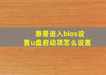 惠普进入bios设置u盘启动项怎么设置