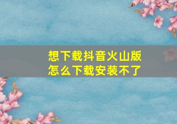 想下载抖音火山版怎么下载安装不了