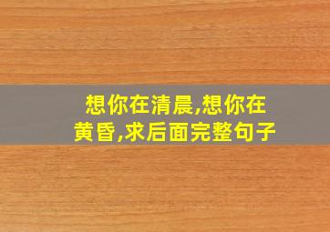 想你在清晨,想你在黄昏,求后面完整句子