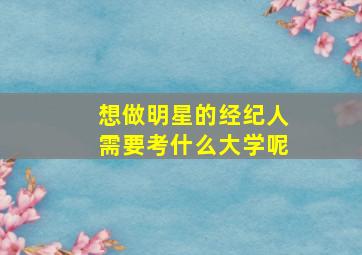 想做明星的经纪人需要考什么大学呢