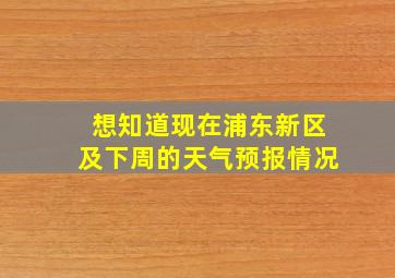 想知道现在浦东新区及下周的天气预报情况