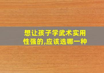 想让孩子学武术实用性强的,应该选哪一种