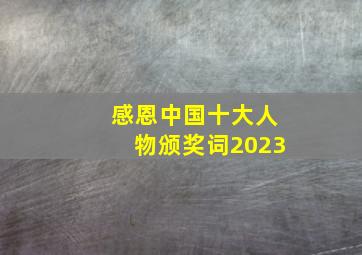 感恩中国十大人物颁奖词2023