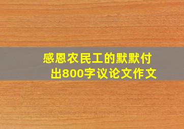 感恩农民工的默默付出800字议论文作文