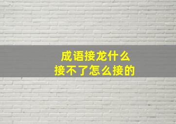 成语接龙什么接不了怎么接的