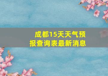 成都15天天气预报查询表最新消息