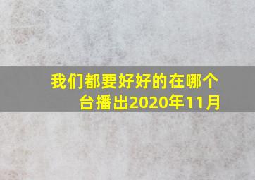 我们都要好好的在哪个台播出2020年11月