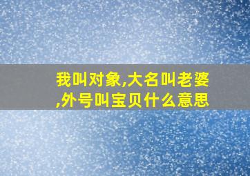 我叫对象,大名叫老婆,外号叫宝贝什么意思