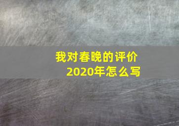 我对春晚的评价2020年怎么写