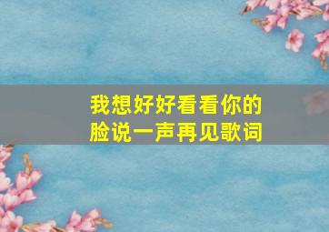 我想好好看看你的脸说一声再见歌词