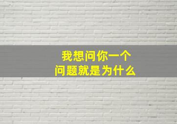 我想问你一个问题就是为什么