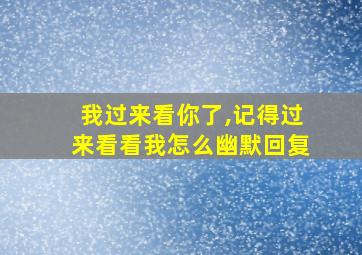 我过来看你了,记得过来看看我怎么幽默回复