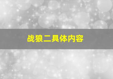 战狼二具体内容