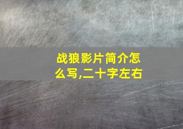 战狼影片简介怎么写,二十字左右