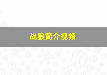 战狼简介视频