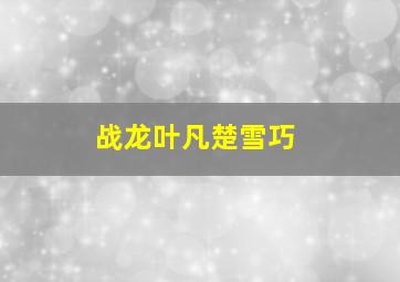 战龙叶凡楚雪巧