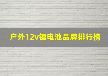 户外12v锂电池品牌排行榜