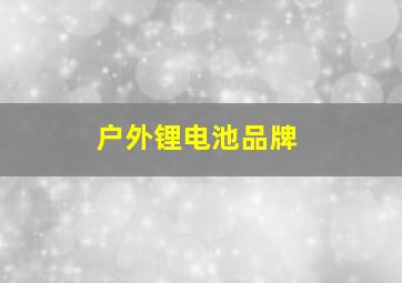 户外锂电池品牌