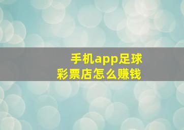 手机app足球彩票店怎么赚钱