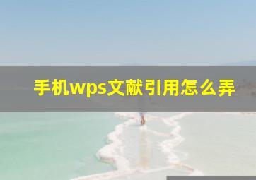 手机wps文献引用怎么弄