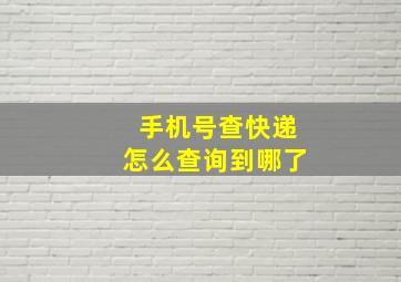 手机号查快递怎么查询到哪了