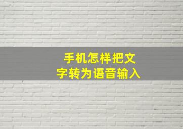 手机怎样把文字转为语音输入