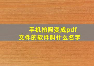 手机拍照变成pdf文件的软件叫什么名字