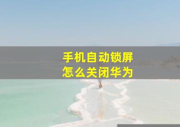 手机自动锁屏怎么关闭华为