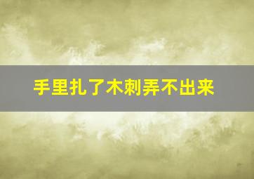 手里扎了木刺弄不出来