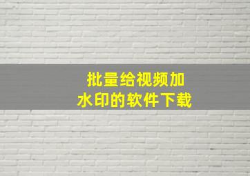 批量给视频加水印的软件下载