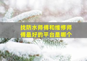 找防水师傅和维修师傅最好的平台是哪个