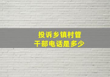 投诉乡镇村管干部电话是多少