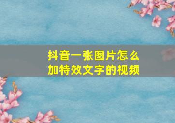 抖音一张图片怎么加特效文字的视频