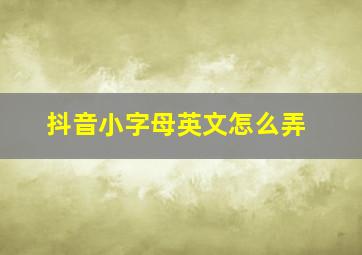 抖音小字母英文怎么弄