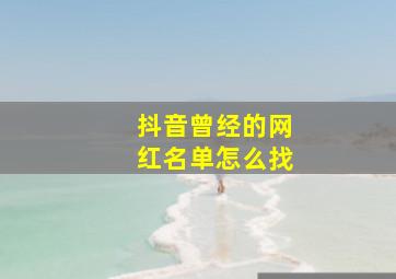 抖音曾经的网红名单怎么找