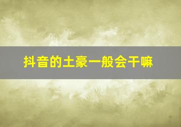 抖音的土豪一般会干嘛