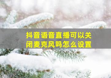 抖音语音直播可以关闭麦克风吗怎么设置