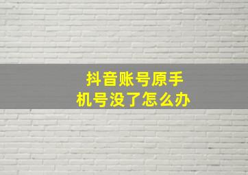 抖音账号原手机号没了怎么办