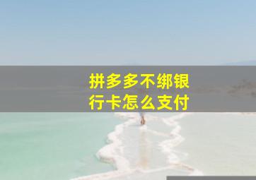 拼多多不绑银行卡怎么支付