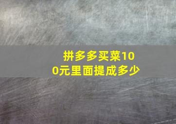 拼多多买菜100元里面提成多少