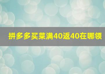 拼多多买菜满40返40在哪领