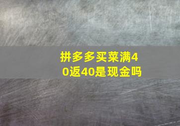 拼多多买菜满40返40是现金吗