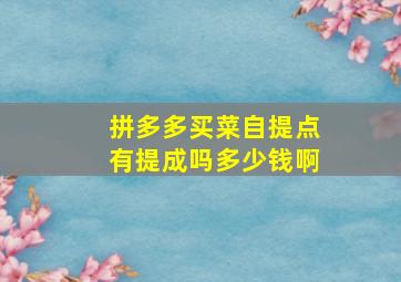 拼多多买菜自提点有提成吗多少钱啊