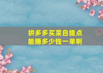 拼多多买菜自提点能赚多少钱一单啊