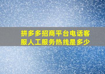 拼多多招商平台电话客服人工服务热线是多少